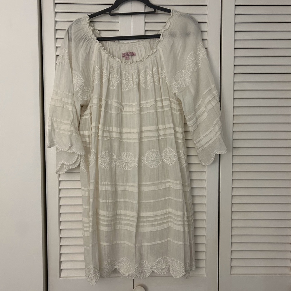Calypso St. Barth White Embroidered Cotton Dress